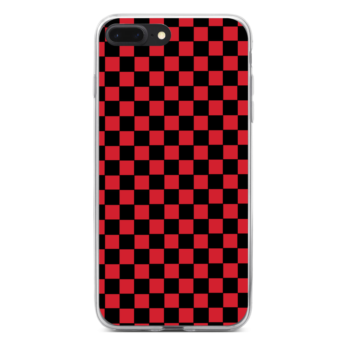 Red Black Checkered Flag Geometric Clear Shockproof iPhone Case, view 6