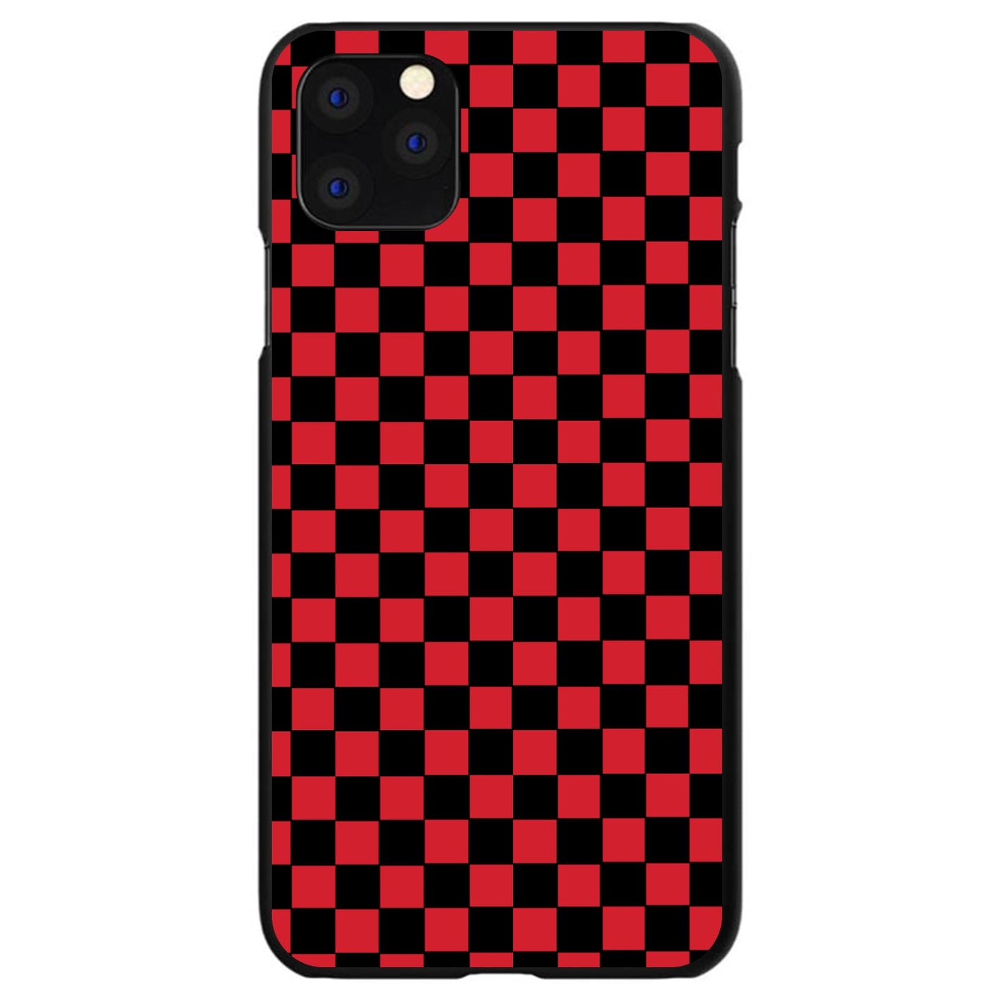 DistinctInk® Hard Plastic Snap-On Case for Apple iPhone or Samsung Galaxy - Red Black Checkered Flag Geometric