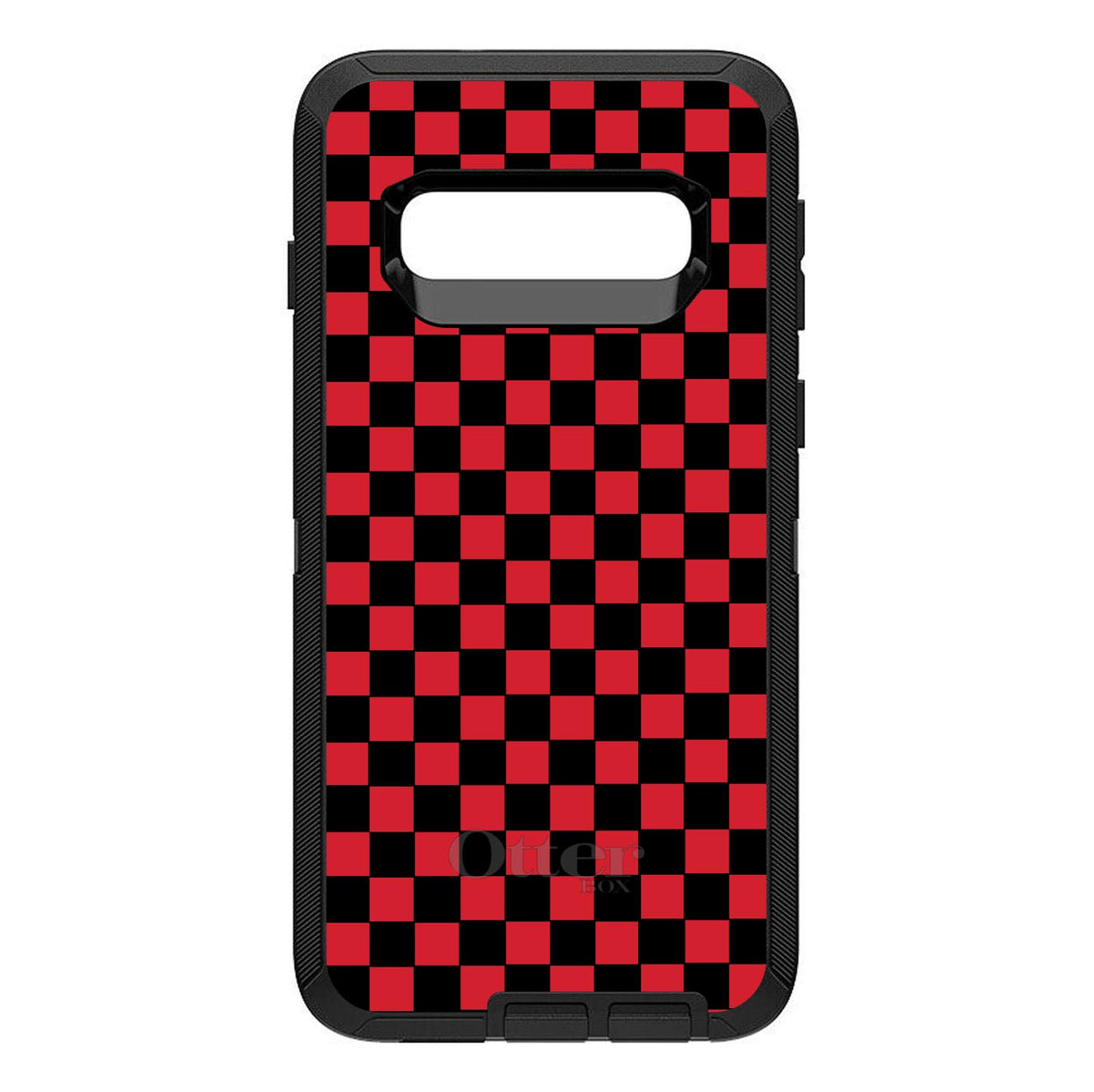 Red Black Checkered Flag Geometric OtterBox Defender Case for iPhone & Galaxy, view 6