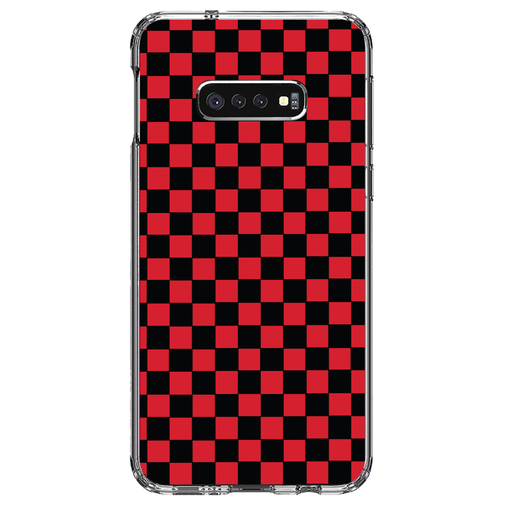 Red Black Checkered Flag Geometric Clear Shockproof iPhone Case, view 18
