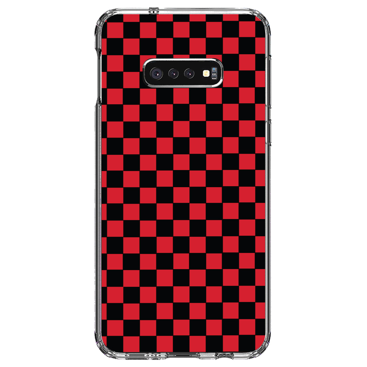 Red Black Checkered Flag Geometric Clear Shockproof iPhone Case, view 18