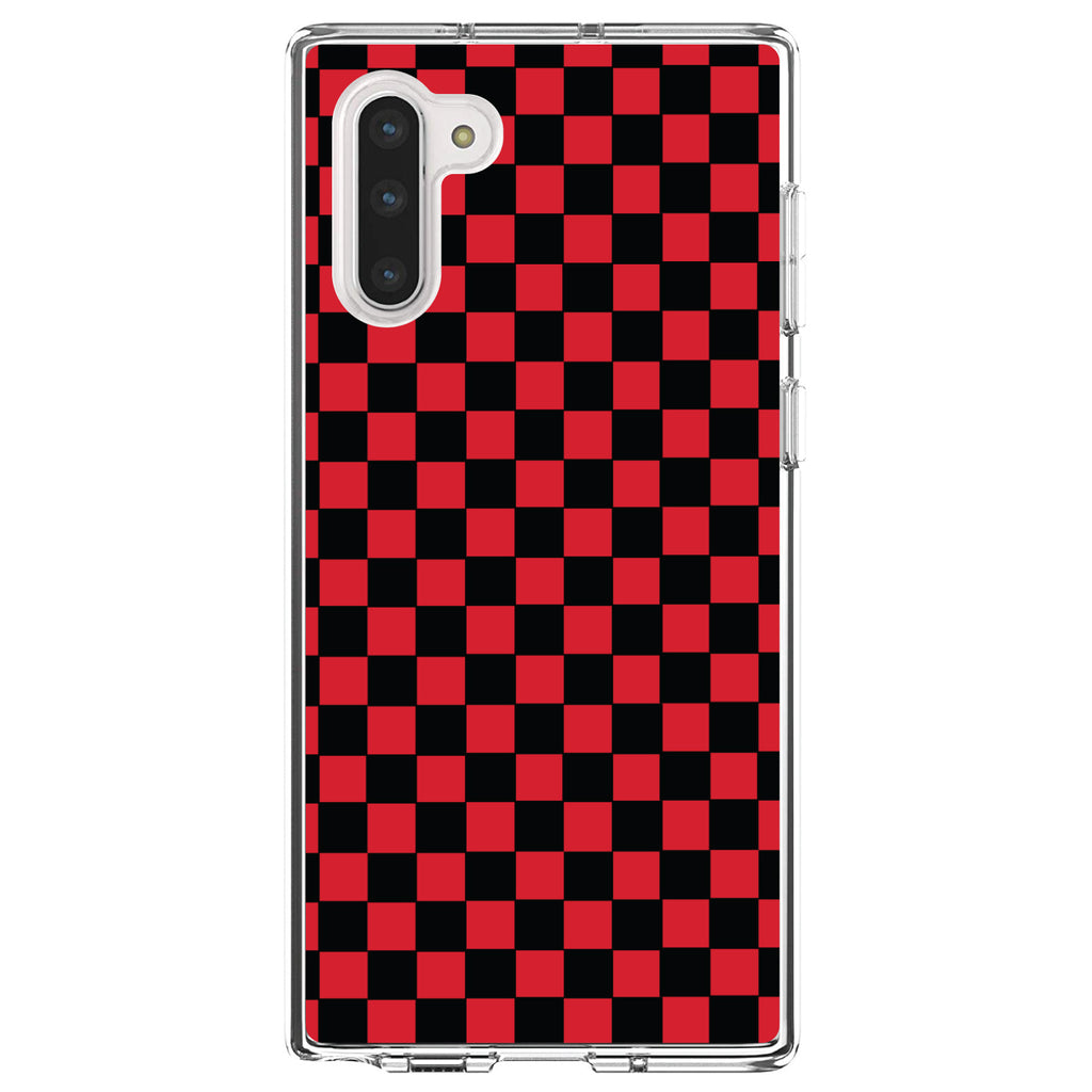 Red Black Checkered Flag Geometric Clear Shockproof iPhone Case, view 9