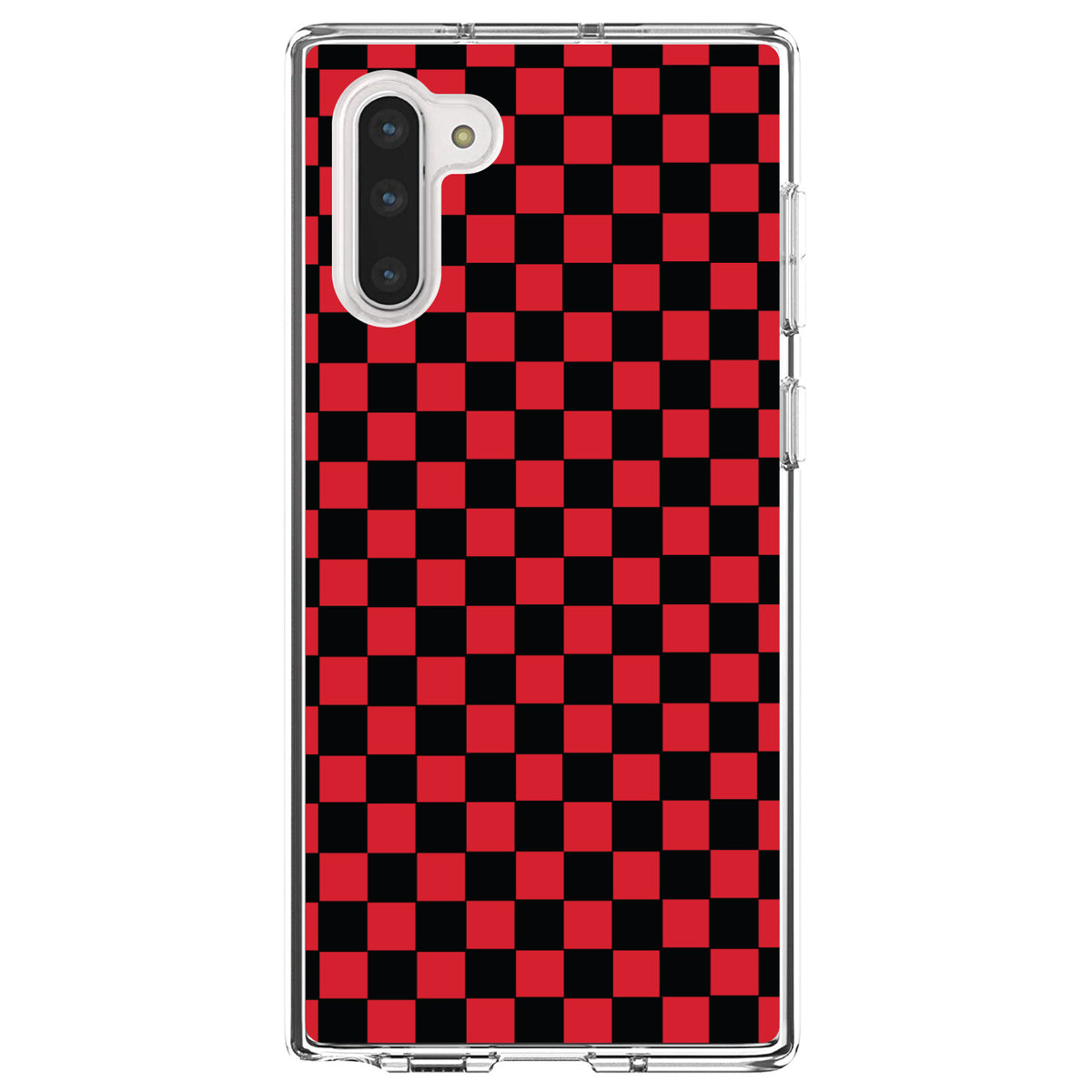 Red Black Checkered Flag Geometric Clear Shockproof iPhone Case, view 9
