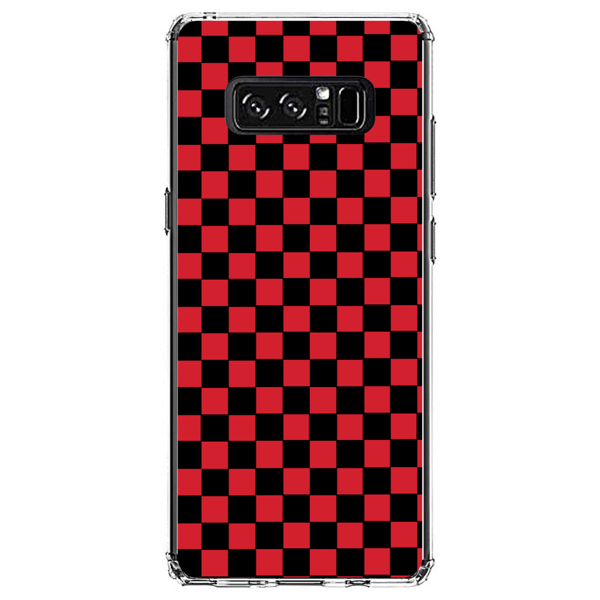 Red Black Checkered Flag Geometric Clear Shockproof iPhone Case, view 12