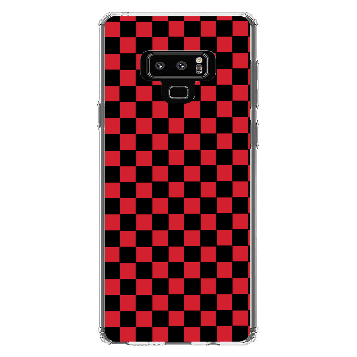 Red Black Checkered Flag Geometric Clear Shockproof iPhone Case, view 11
