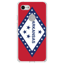 DistinctInk® Clear Shockproof Hybrid Case for Apple iPhone / Samsung Galaxy / Google Pixel - Arkansas State Flag