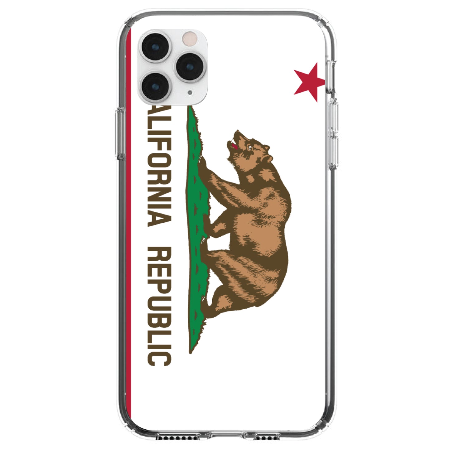 DistinctInk® Clear Shockproof Hybrid Case for Apple iPhone / Samsung Galaxy / Google Pixel - California State Flag