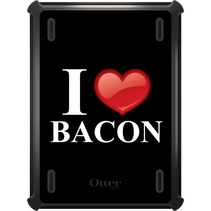 DistinctInk™ OtterBox Defender Series Case for Apple iPad / iPad Pro / iPad Air / iPad Mini - Black White Red I Heart Bacon