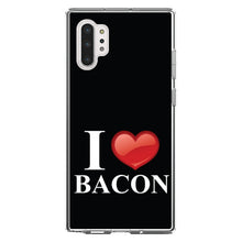 DistinctInk® Clear Shockproof Hybrid Case for Apple iPhone / Samsung Galaxy / Google Pixel - Black White Red I Heart Bacon