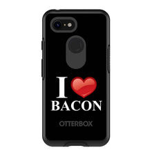 DistinctInk™ OtterBox Symmetry Series Case for Apple iPhone / Samsung Galaxy / Google Pixel - Black White Red I Heart Bacon