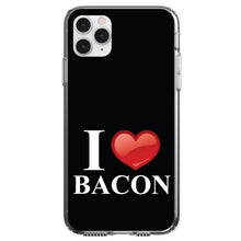DistinctInk® Clear Shockproof Hybrid Case for Apple iPhone / Samsung Galaxy / Google Pixel - Black White Red I Heart Bacon