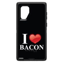 DistinctInk™ OtterBox Defender Series Case for Apple iPhone / Samsung Galaxy / Google Pixel - Black White Red I Heart Bacon