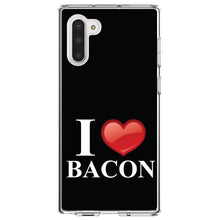 DistinctInk® Clear Shockproof Hybrid Case for Apple iPhone / Samsung Galaxy / Google Pixel - Black White Red I Heart Bacon