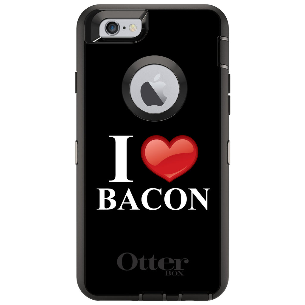 Black White Red I Heart Bacon OtterBox Defender Case for iPhone & Galaxy, view 4