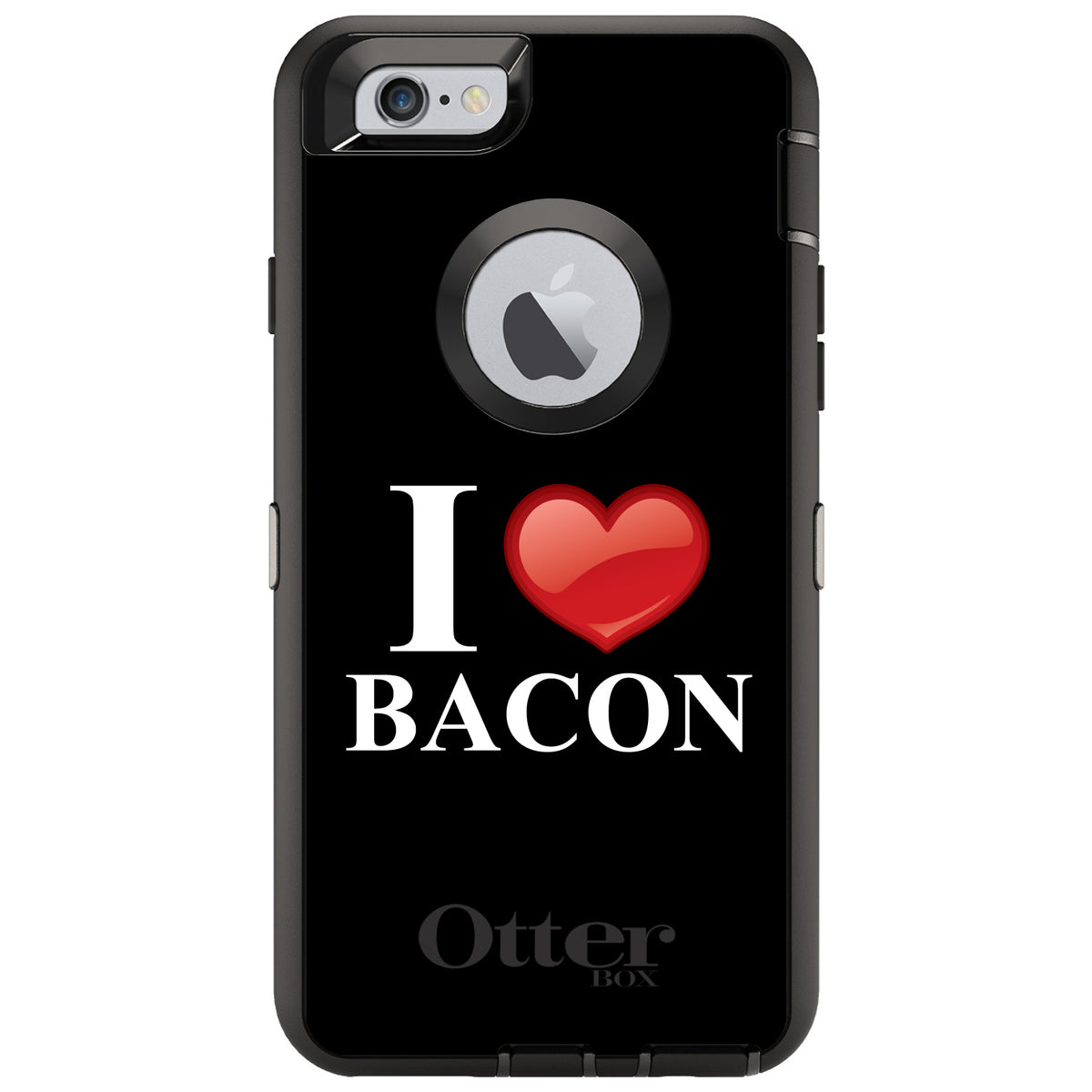 Black White Red I Heart Bacon OtterBox Defender Case for iPhone & Galaxy, view 4