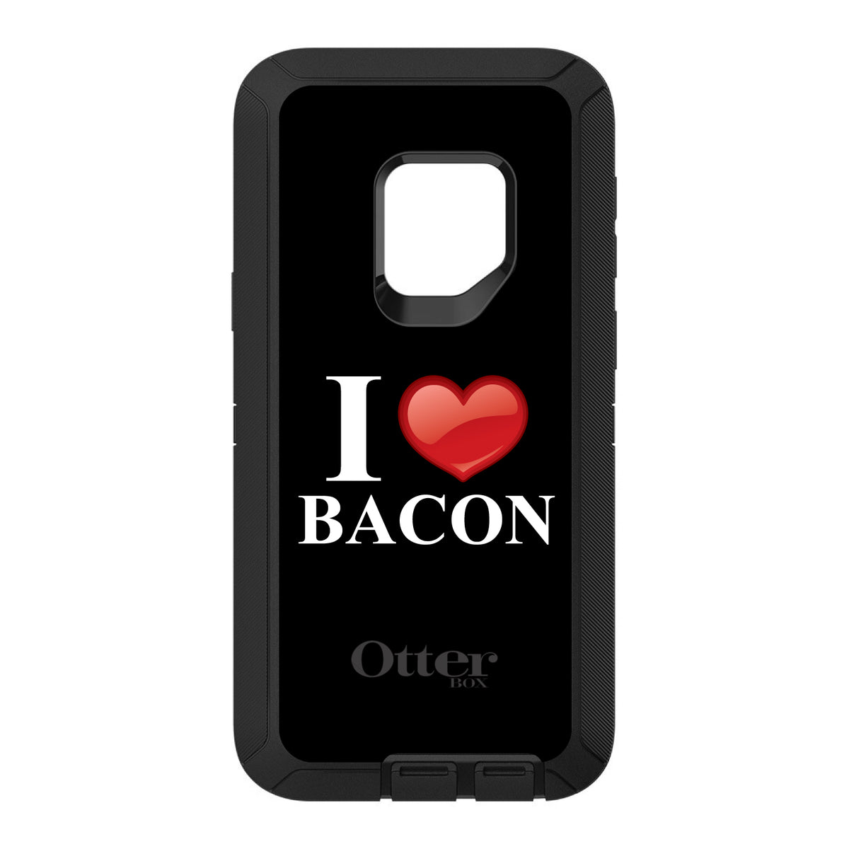 Black White Red I Heart Bacon OtterBox Defender Case for iPhone & Galaxy, view 8