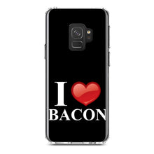 DistinctInk® Clear Shockproof Hybrid Case for Apple iPhone / Samsung Galaxy / Google Pixel - Black White Red I Heart Bacon