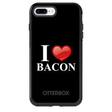 DistinctInk™ OtterBox Symmetry Series Case for Apple iPhone / Samsung Galaxy / Google Pixel - Black White Red I Heart Bacon