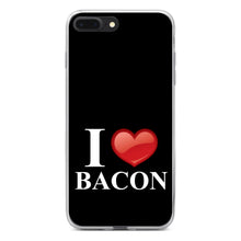DistinctInk® Clear Shockproof Hybrid Case for Apple iPhone / Samsung Galaxy / Google Pixel - Black White Red I Heart Bacon