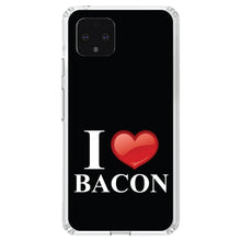 DistinctInk® Clear Shockproof Hybrid Case for Apple iPhone / Samsung Galaxy / Google Pixel - Black White Red I Heart Bacon