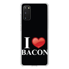 DistinctInk® Clear Shockproof Hybrid Case for Apple iPhone / Samsung Galaxy / Google Pixel - Black White Red I Heart Bacon