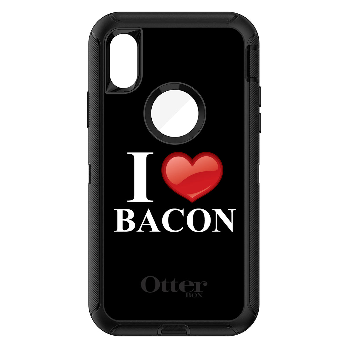 Black White Red I Heart Bacon OtterBox Defender Case for iPhone & Galaxy, view 3