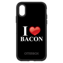 DistinctInk™ OtterBox Symmetry Series Case for Apple iPhone / Samsung Galaxy / Google Pixel - Black White Red I Heart Bacon