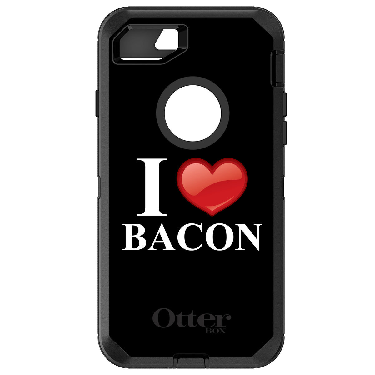 Black White Red I Heart Bacon OtterBox Defender Case for iPhone & Galaxy