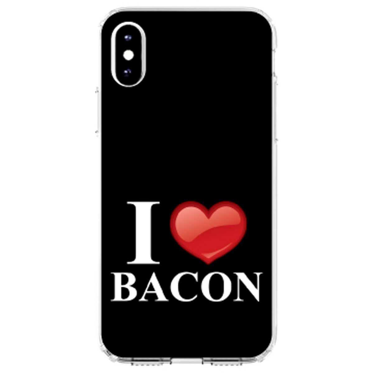 Black White Red I Heart Bacon Clear Shockproof iPhone Case, view 4