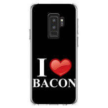 DistinctInk® Clear Shockproof Hybrid Case for Apple iPhone / Samsung Galaxy / Google Pixel - Black White Red I Heart Bacon