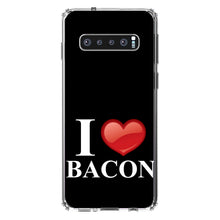 DistinctInk® Clear Shockproof Hybrid Case for Apple iPhone / Samsung Galaxy / Google Pixel - Black White Red I Heart Bacon