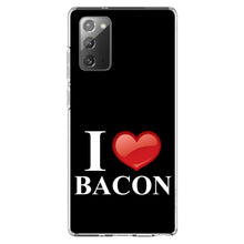 DistinctInk® Clear Shockproof Hybrid Case for Apple iPhone / Samsung Galaxy / Google Pixel - Black White Red I Heart Bacon