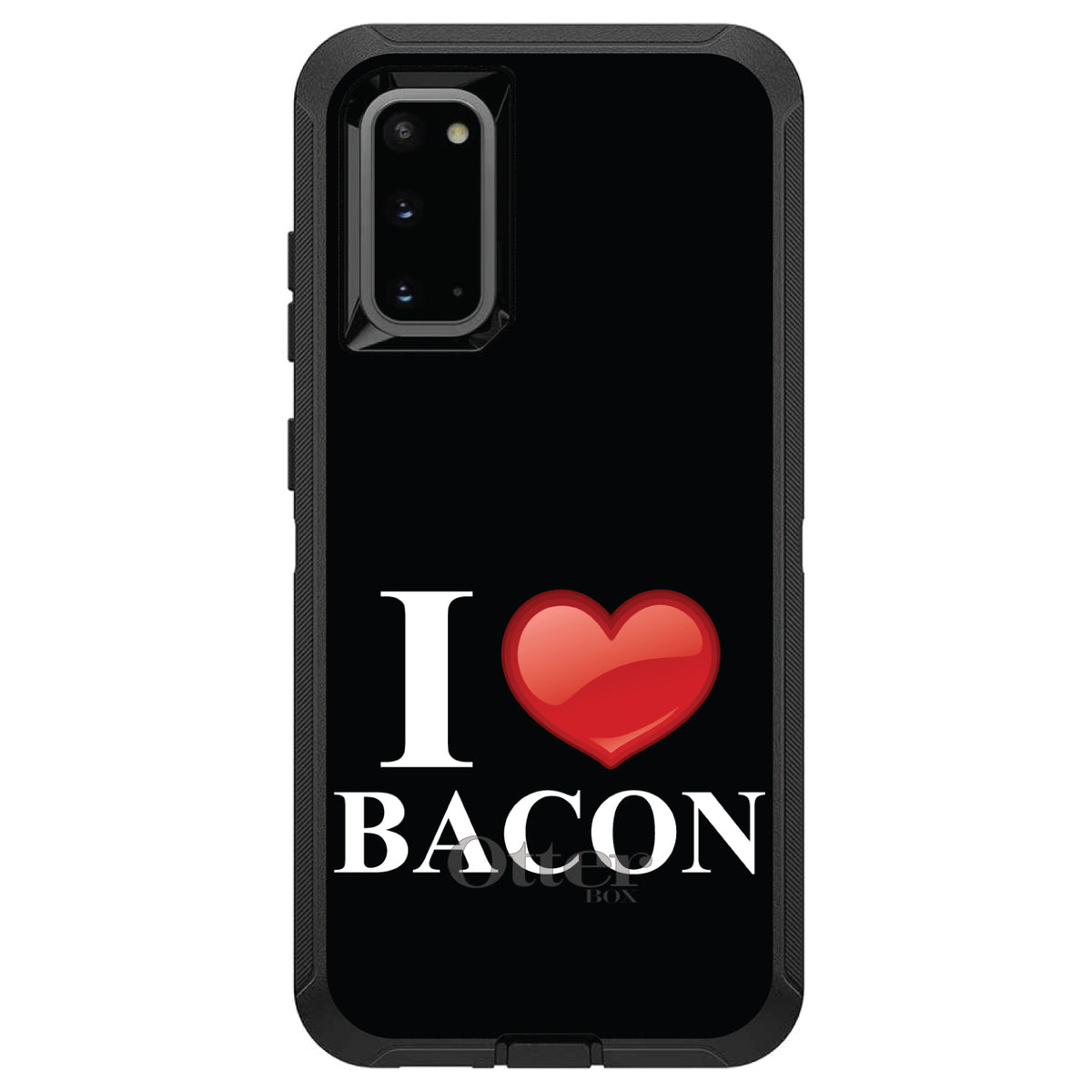Black White Red I Heart Bacon OtterBox Defender Case for iPhone & Galaxy, view 5