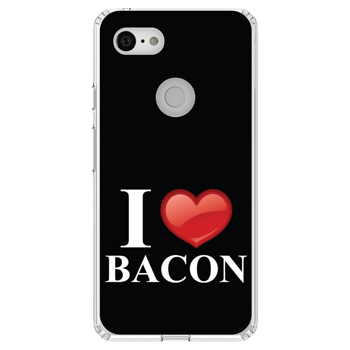 Black White Red I Heart Bacon Clear Shockproof iPhone Case, view 21