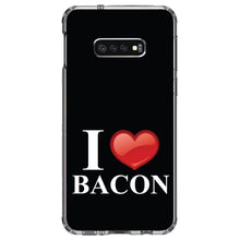 DistinctInk® Clear Shockproof Hybrid Case for Apple iPhone / Samsung Galaxy / Google Pixel - Black White Red I Heart Bacon