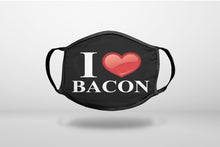 Black White Red I Heart Bacon - 3-Ply Reusable Soft Face Mask Covering, Unisex, Cotton Inner Layer