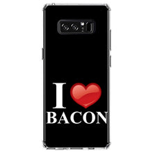 DistinctInk® Clear Shockproof Hybrid Case for Apple iPhone / Samsung Galaxy / Google Pixel - Black White Red I Heart Bacon