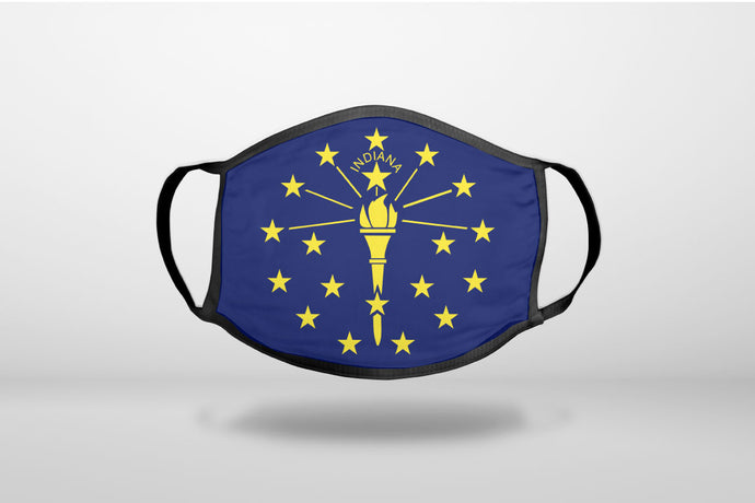 Indiana State Flag - 3-Ply Reusable Soft Face Mask Covering, Unisex, Cotton Inner Layer