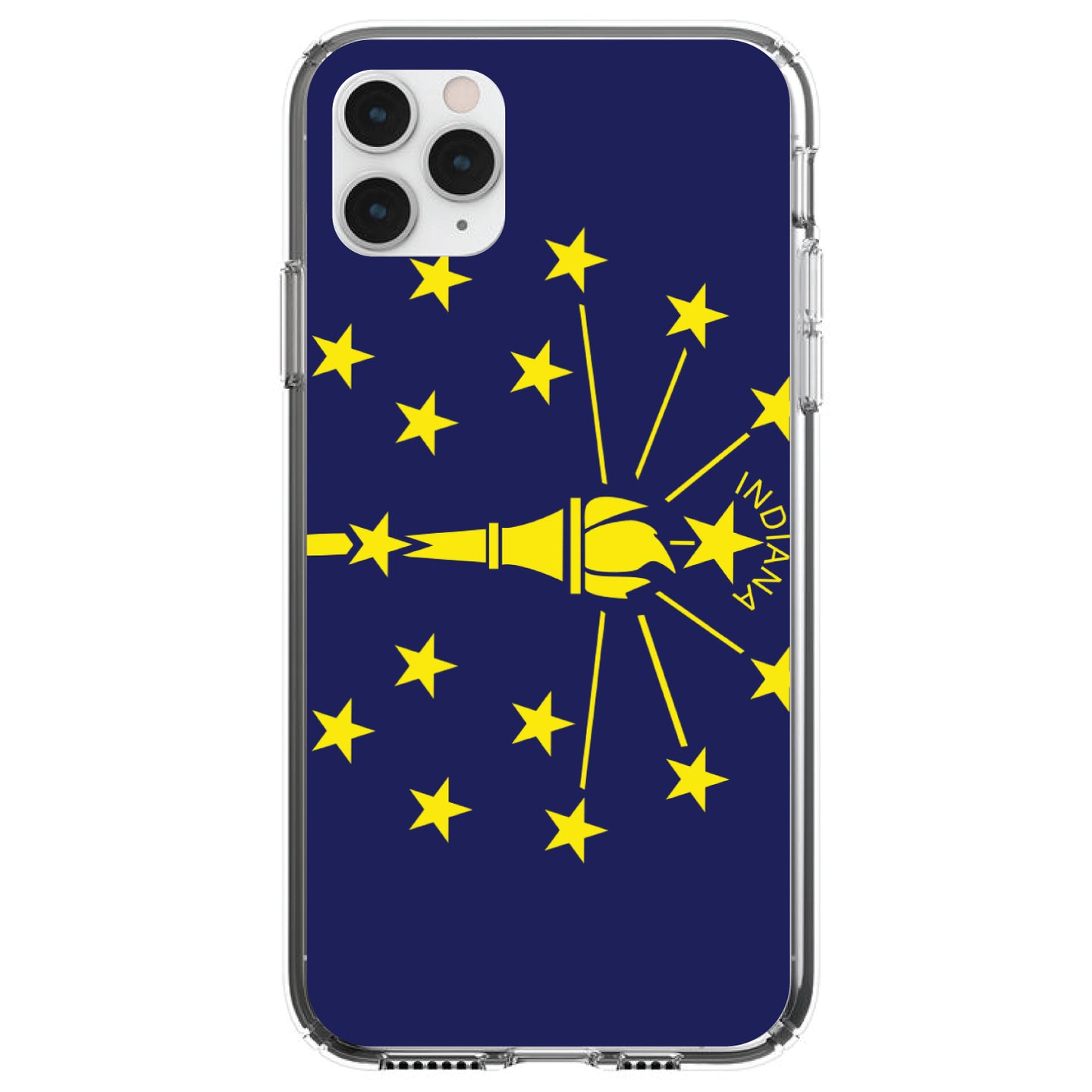 DistinctInk® Clear Shockproof Hybrid Case for Apple iPhone / Samsung Galaxy / Google Pixel - Indiana State Flag