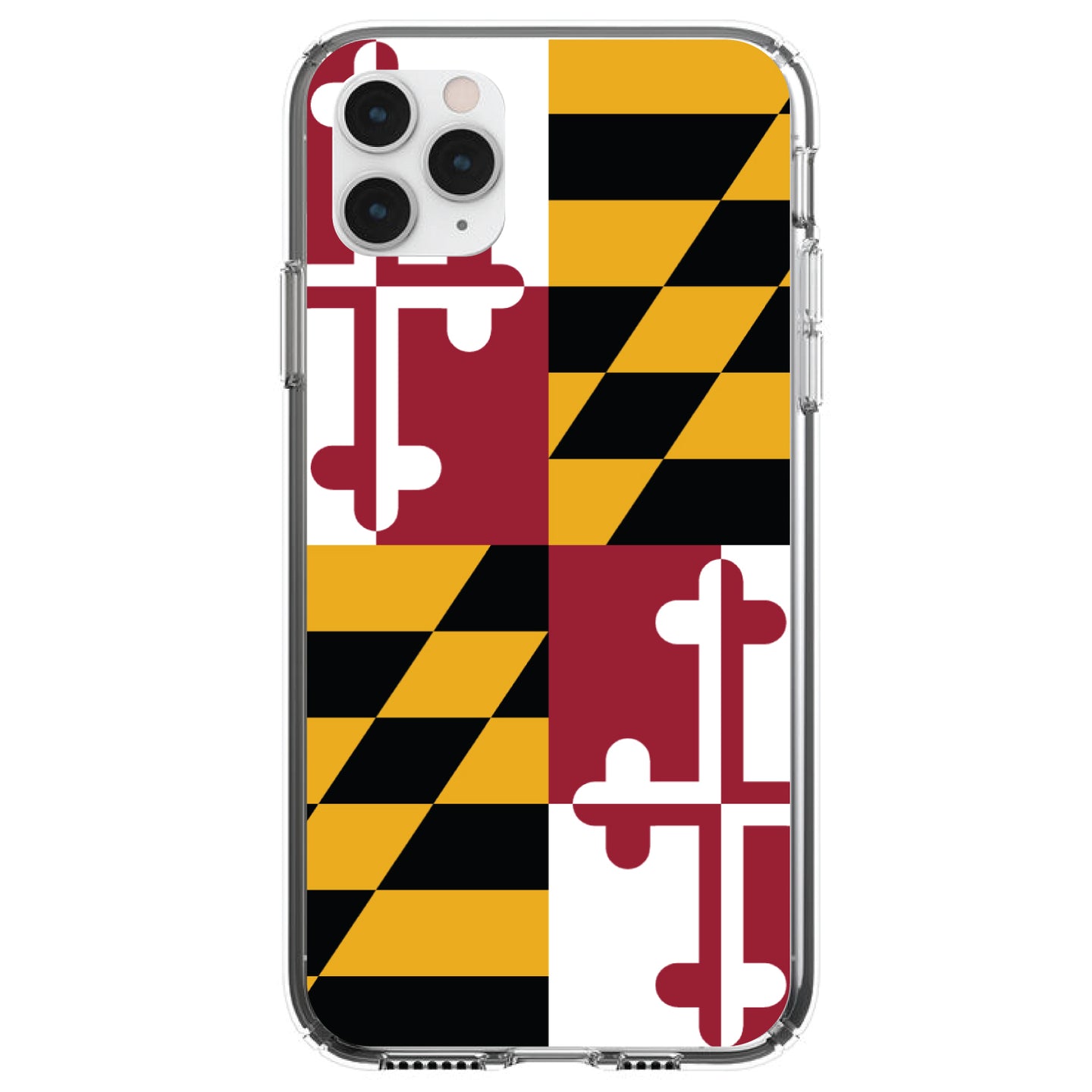 DistinctInk® Clear Shockproof Hybrid Case for Apple iPhone / Samsung Galaxy / Google Pixel - Maryland State Flag