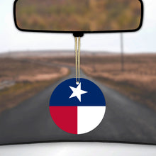 DistinctInk® Hanging Ceramic Christmas Tree Ornament with Gold String - Great Gift / Present - 2 3/4 inch Diameter - Texas State Flag