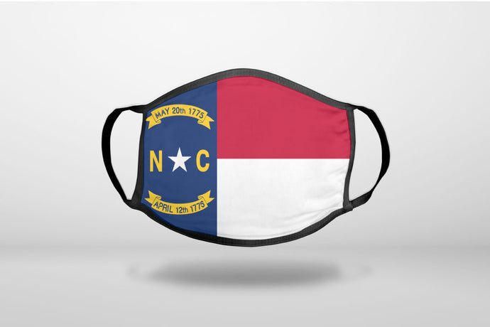 North Carolina State Flag - 3-Ply Reusable Soft Face Mask Covering, Unisex, Cotton Inner Layer