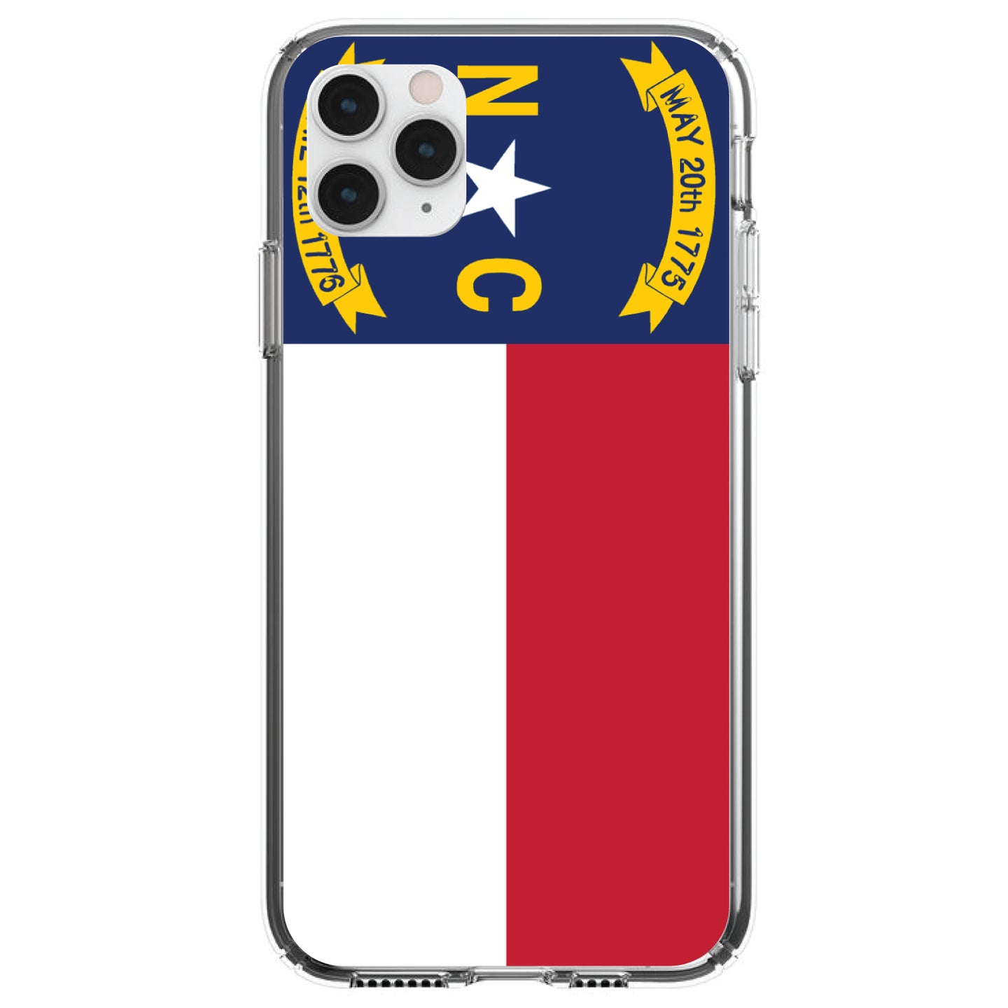 DistinctInk® Clear Shockproof Hybrid Case for Apple iPhone / Samsung Galaxy / Google Pixel - North Carolina State Flag