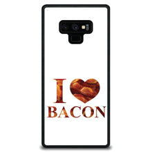 DistinctInk® Hard Plastic Snap-On Case for Apple iPhone or Samsung Galaxy - White Bacon Writing I Heart Bacon