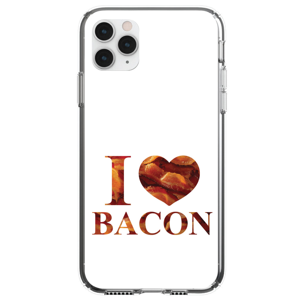 White Bacon Writing I Heart Bacon Clear Shockproof iPhone Case