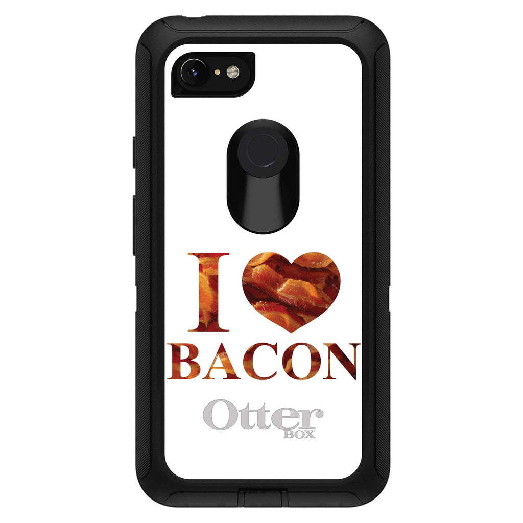 White Bacon Writing I Heart Bacon OtterBox Defender Case for iPhone & Galaxy, view 15