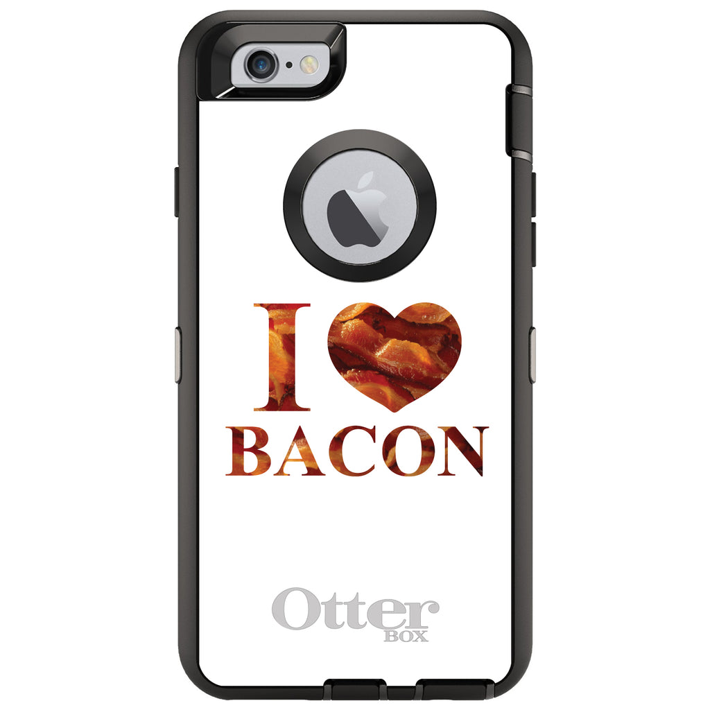 White Bacon Writing I Heart Bacon OtterBox Defender Case for iPhone & Galaxy, view 4