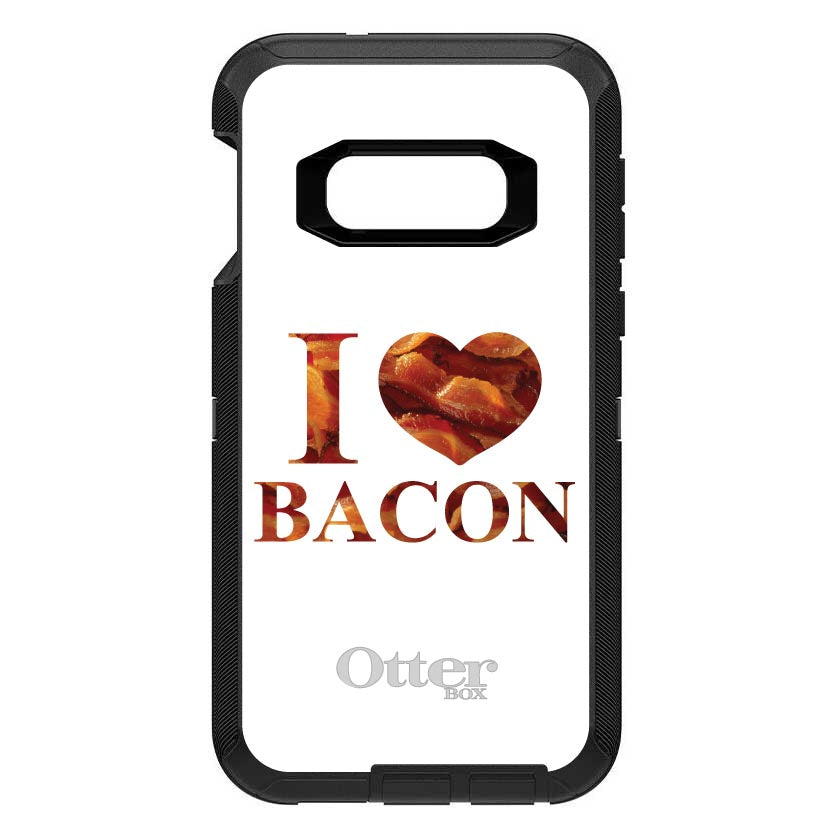 White Bacon Writing I Heart Bacon OtterBox Defender Case for iPhone & Galaxy, view 7