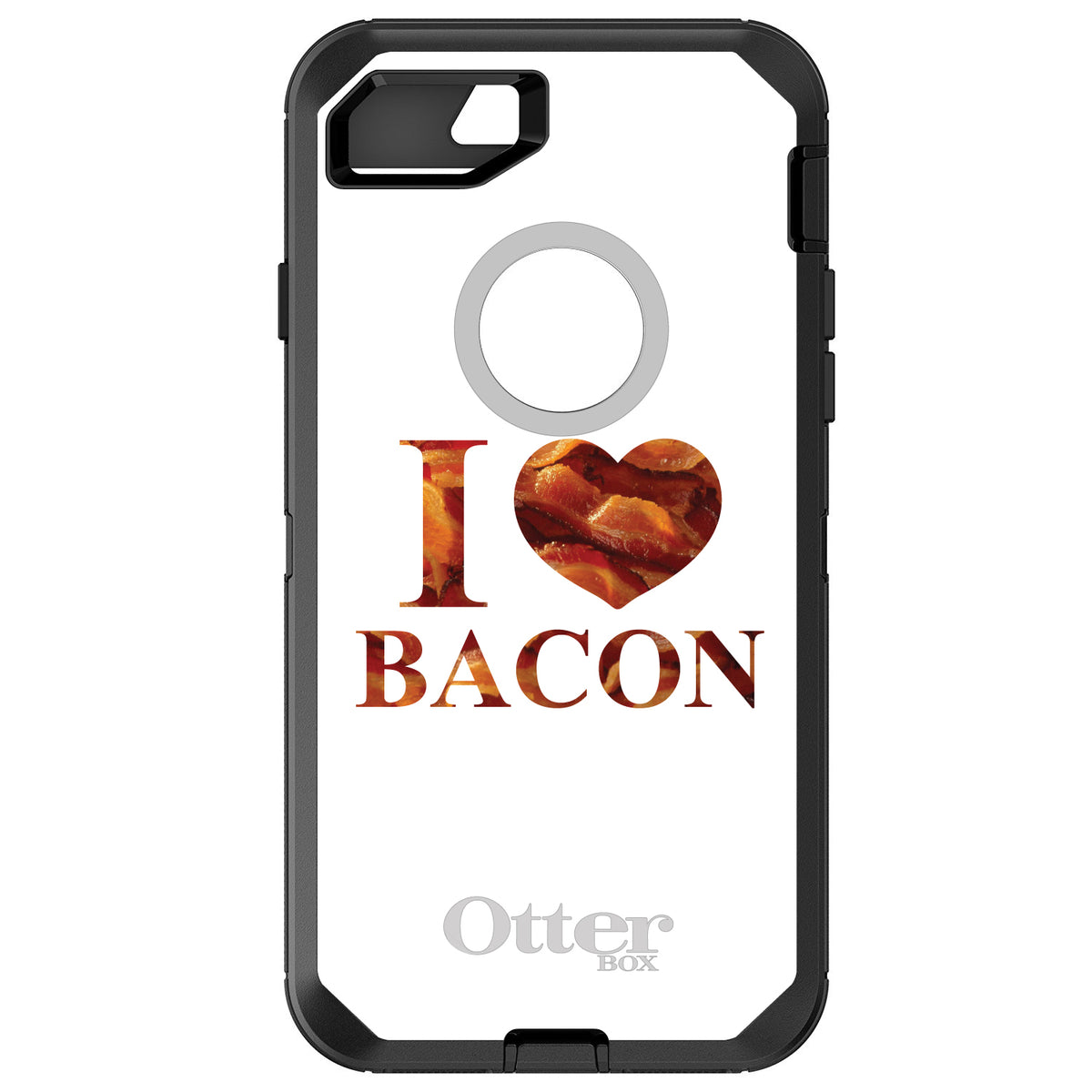 White Bacon Writing I Heart Bacon OtterBox Defender Case for iPhone & Galaxy
