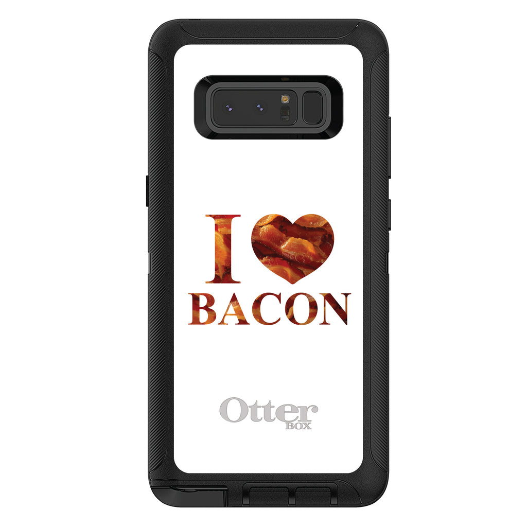 White Bacon Writing I Heart Bacon OtterBox Defender Case for iPhone & Galaxy, view 14
